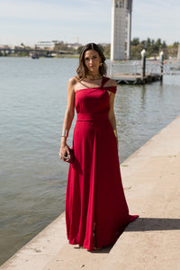 Vestido  largo asimétrico doble tirante