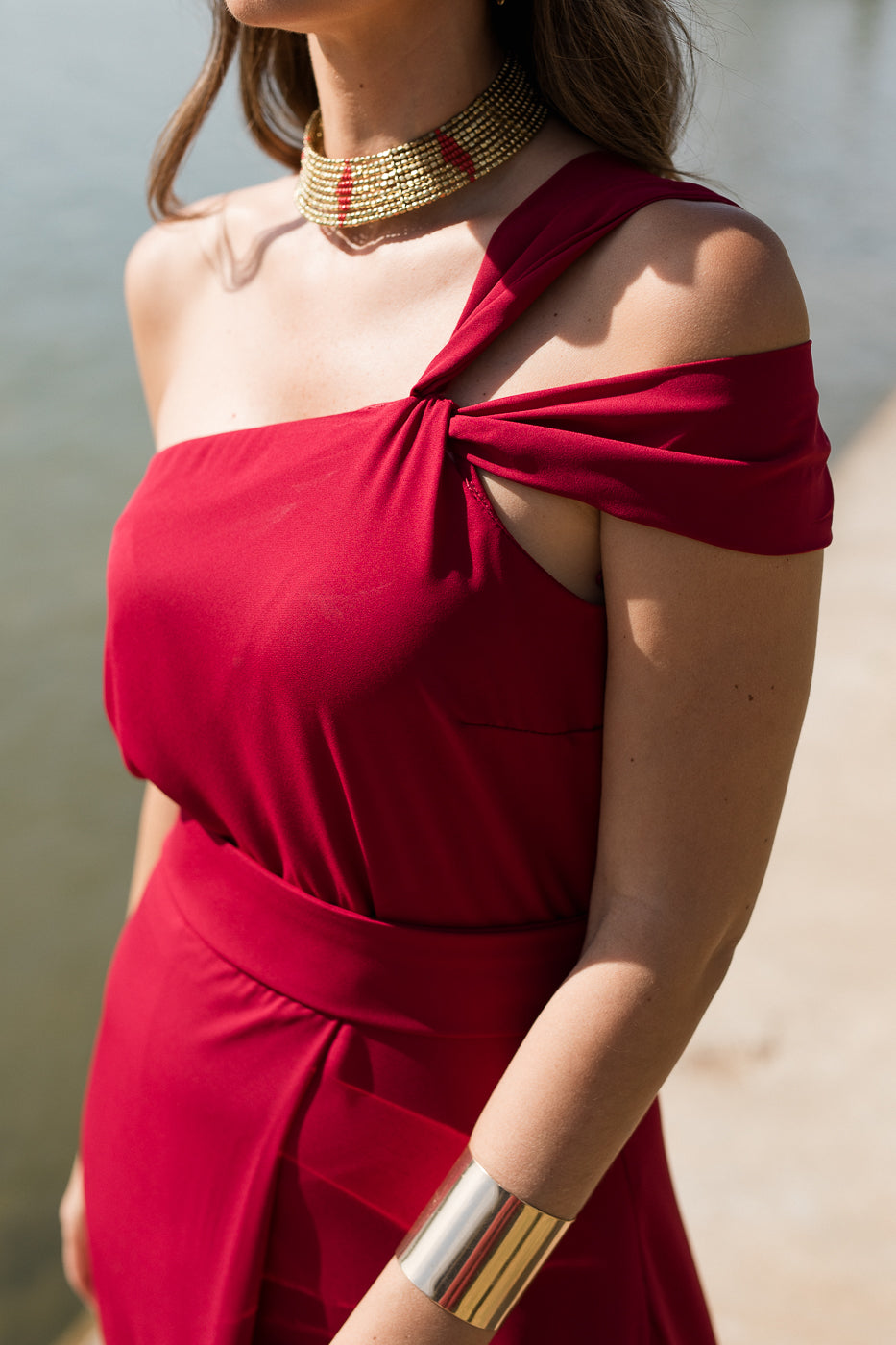 Vestido  largo asimétrico doble tirante