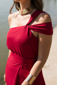 Vestido  largo asimétrico doble tirante