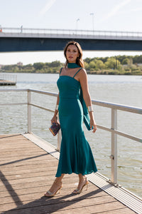 Vestido midi verde + foulard