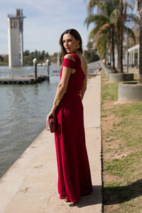 Vestido  largo asimétrico doble tirante