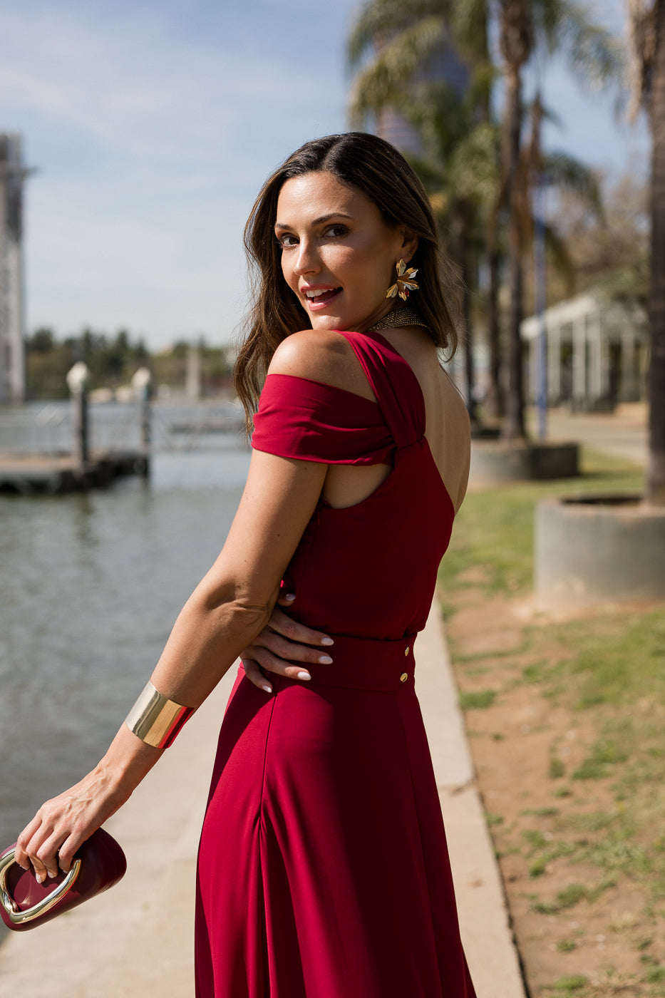 Vestido  largo asimétrico doble tirante