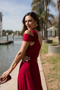 Vestido  largo asimétrico doble tirante