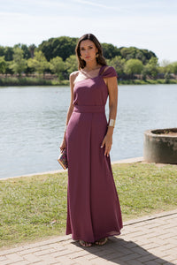 Vestido  largo asimétrico doble tirante