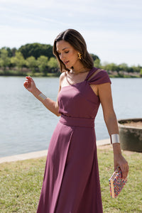 Vestido  largo asimétrico doble tirante