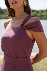 Vestido  largo asimétrico doble tirante