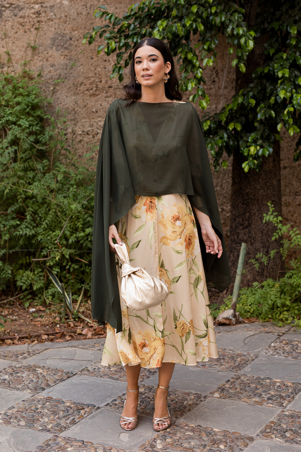 Vestido midi estampado floral