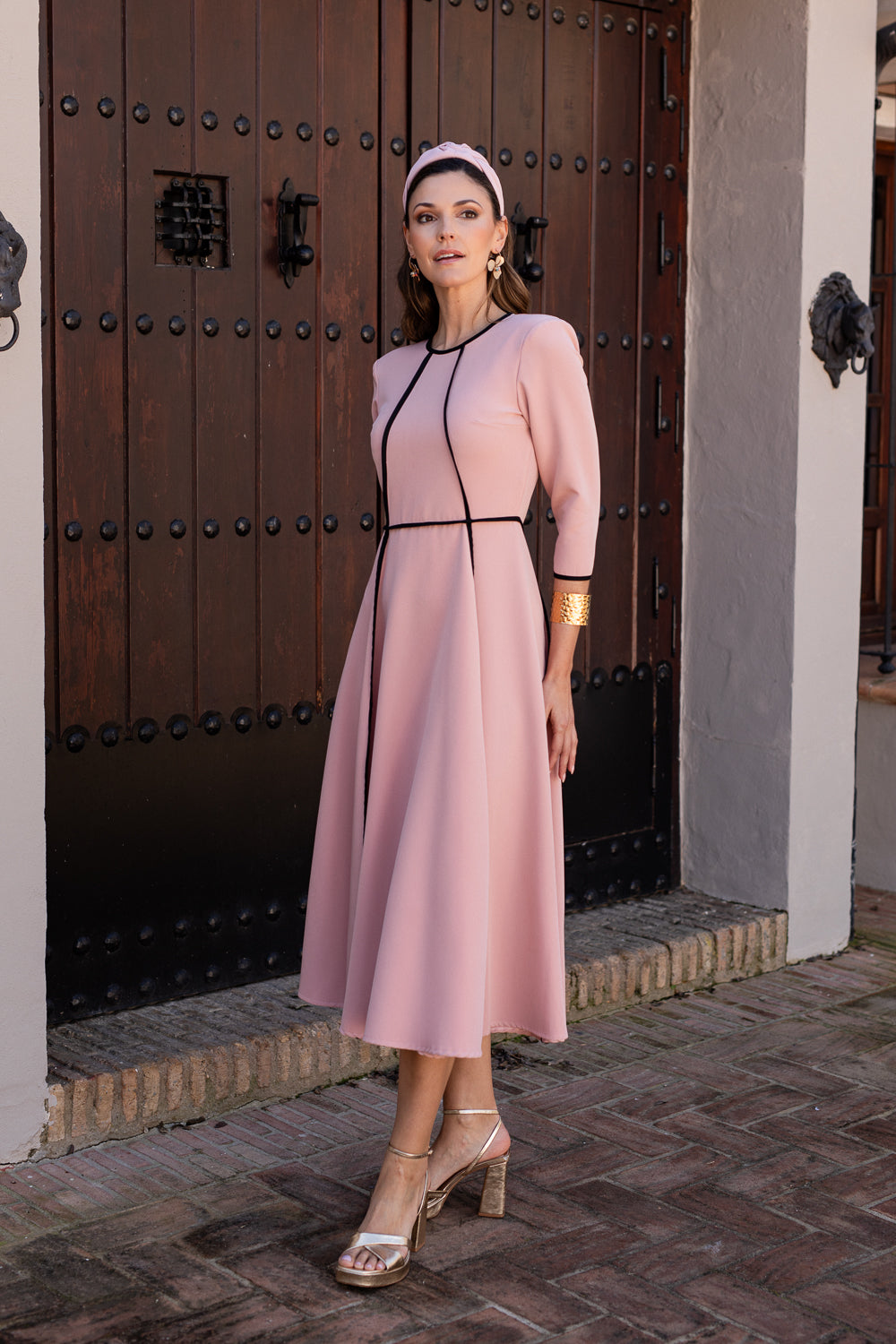 Vestido midi lady rosa nude - EXCLUSIVO ONLINE