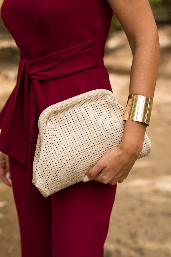 Bolso invitada tejido beige