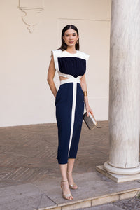 Vestido midi cut out AZUL MARINO