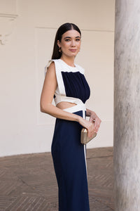 Vestido midi cut out AZUL MARINO