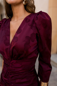 Vestido midi estampado burdeos