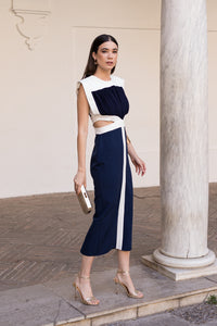 Vestido midi cut out AZUL MARINO