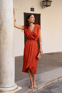 Vestido midi teja