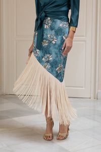 Conjunto de Blusa + falda de flecos petróleo PROXIMAMENTE DISPONIBLE