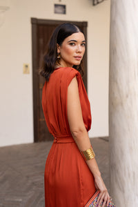 Vestido midi teja