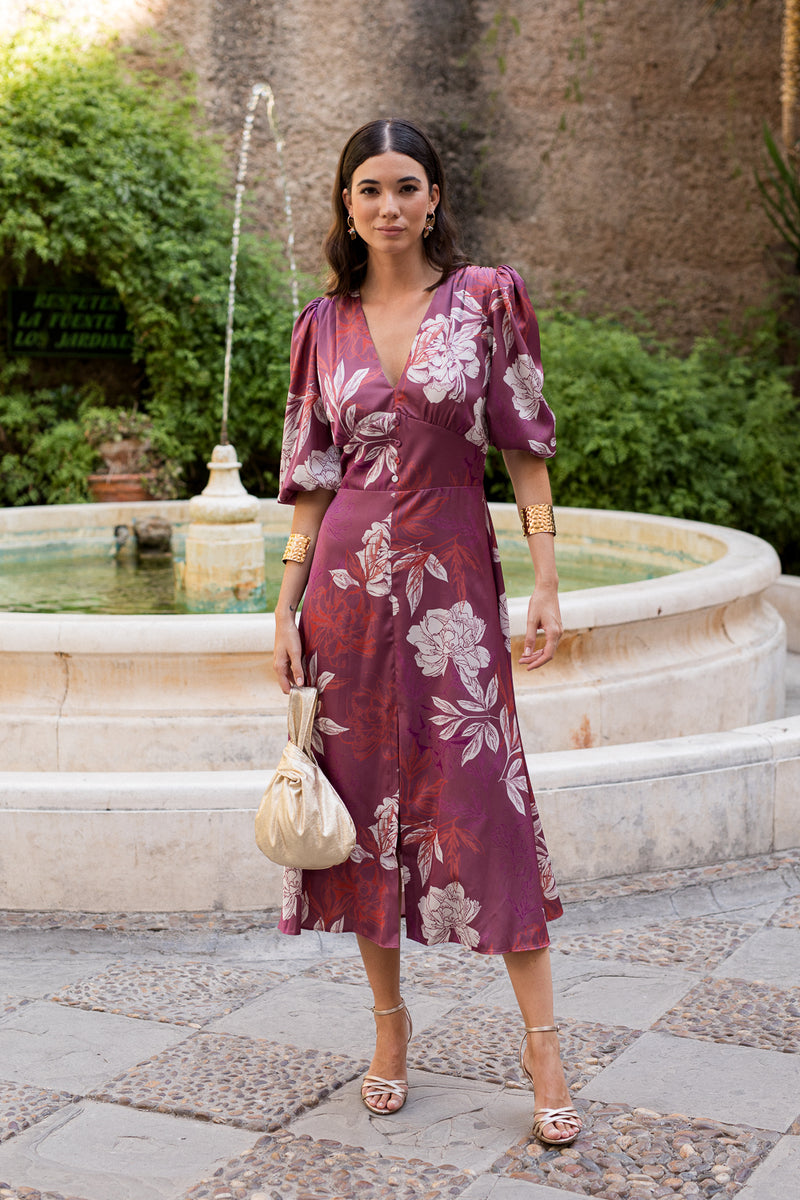 Vestido midi estampado floral