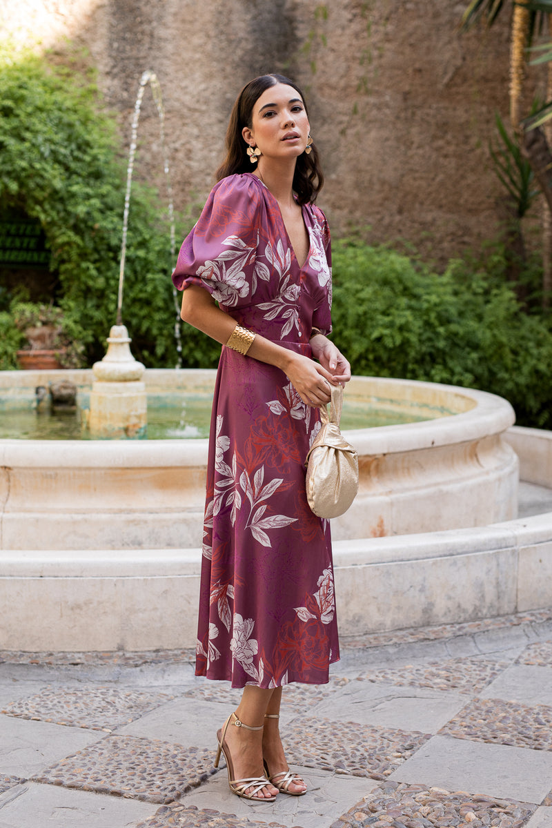 Vestido midi estampado floral