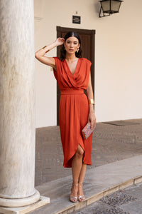 Vestido midi teja