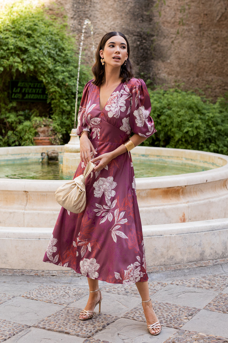 Vestido midi estampado floral