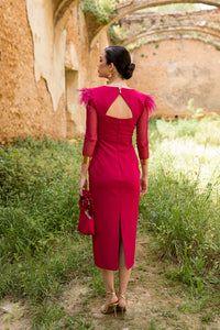 Vestido midi drapeado cereza