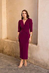 Vestido midi nudo berenjena