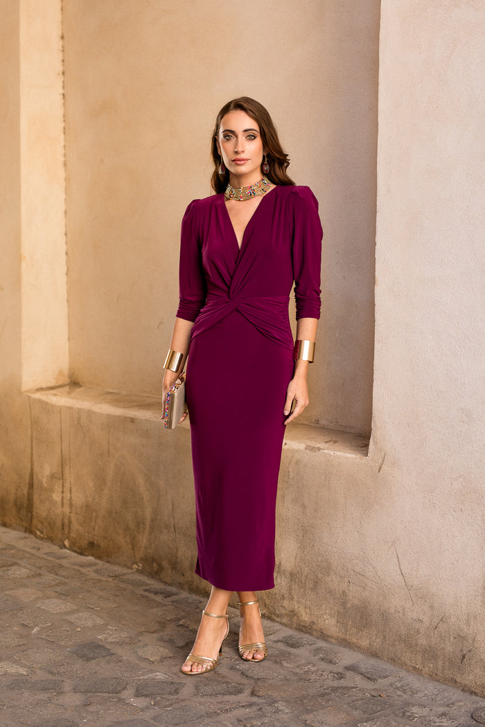 Vestido midi nudo berenjena