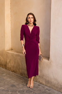 Vestido midi nudo berenjena