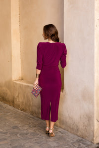 Vestido midi nudo berenjena