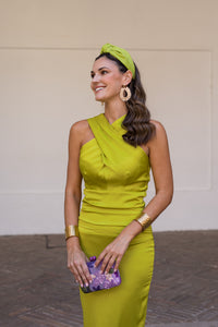 Vestido midi cuello halter lima