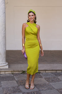 Vestido midi cuello halter lima