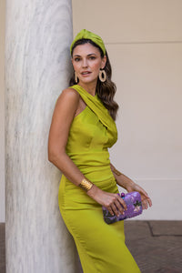 Vestido midi cuello halter lima