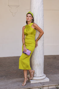Vestido midi cuello halter lima