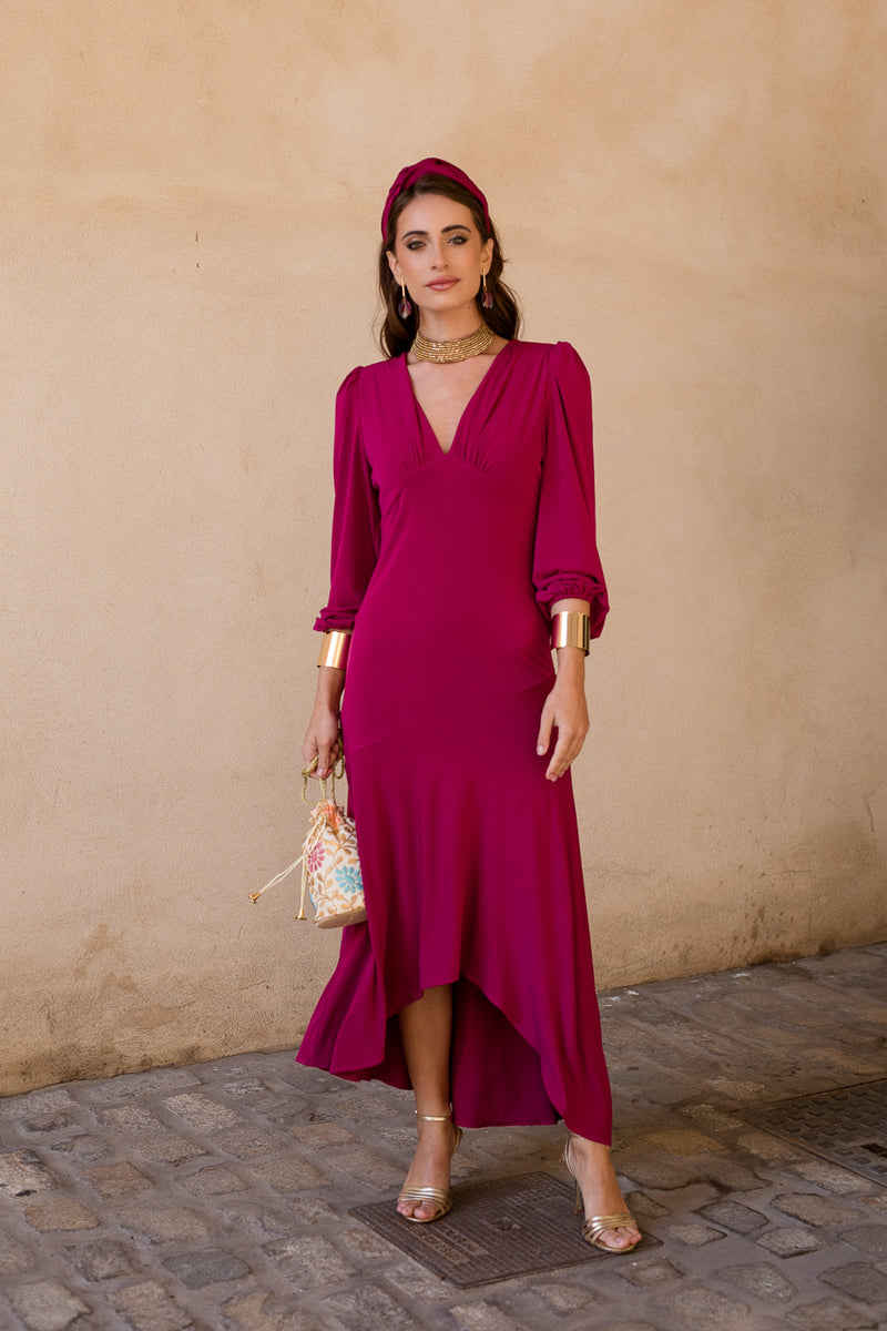 Vestido midi volante asimétrico