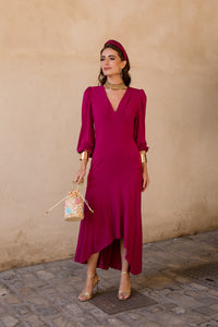 Vestido midi volante asimétrico