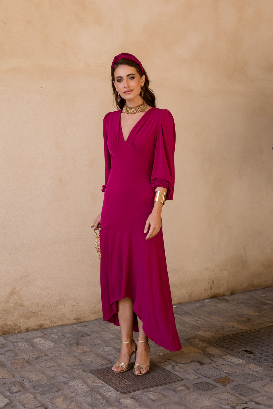 Vestido midi volante asimétrico