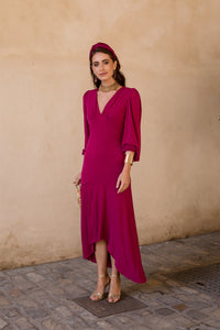 Vestido midi volante asimétrico