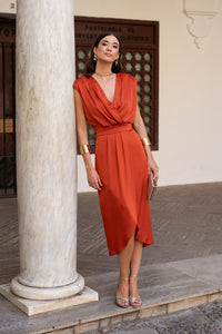 Vestido midi teja