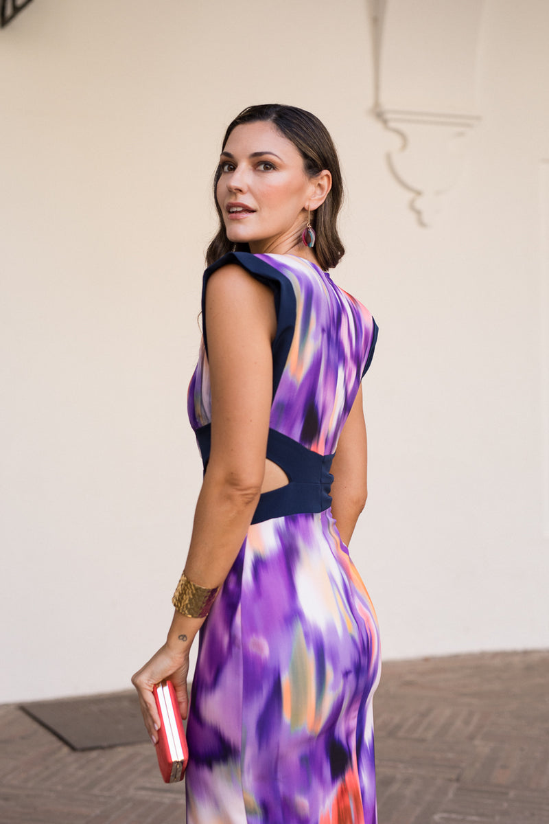 Vestido midi cut out estampado