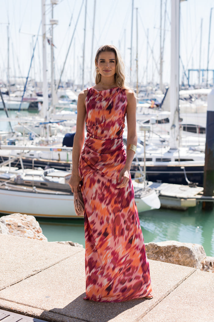 Vestido largo espalda cruzada