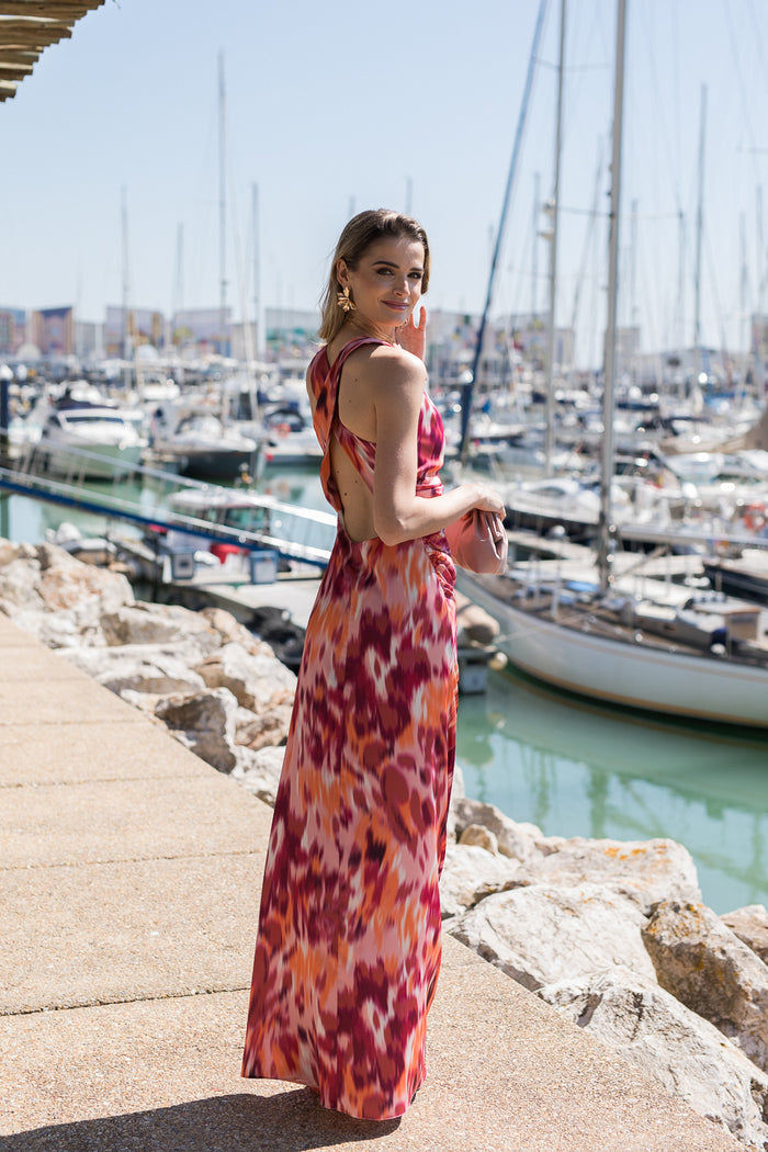 Vestido largo espalda cruzada