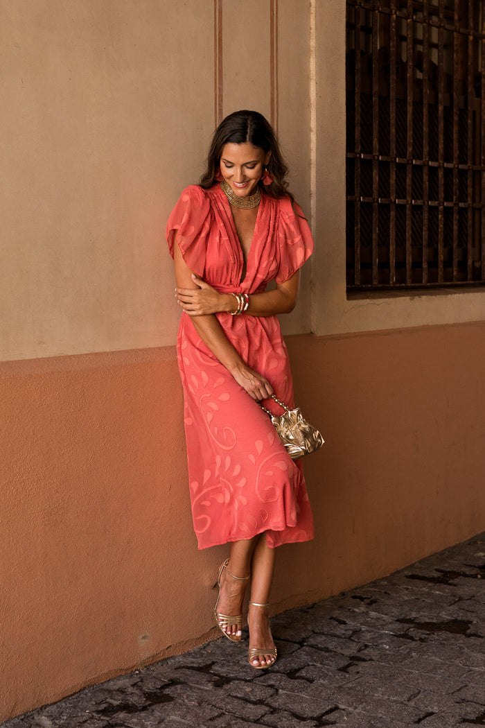Vestido midi nudo Teja