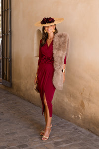 Vestido midi Petunia burdeos