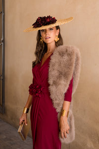 Vestido midi Petunia burdeos