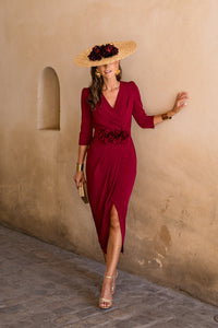 Vestido midi Petunia burdeos