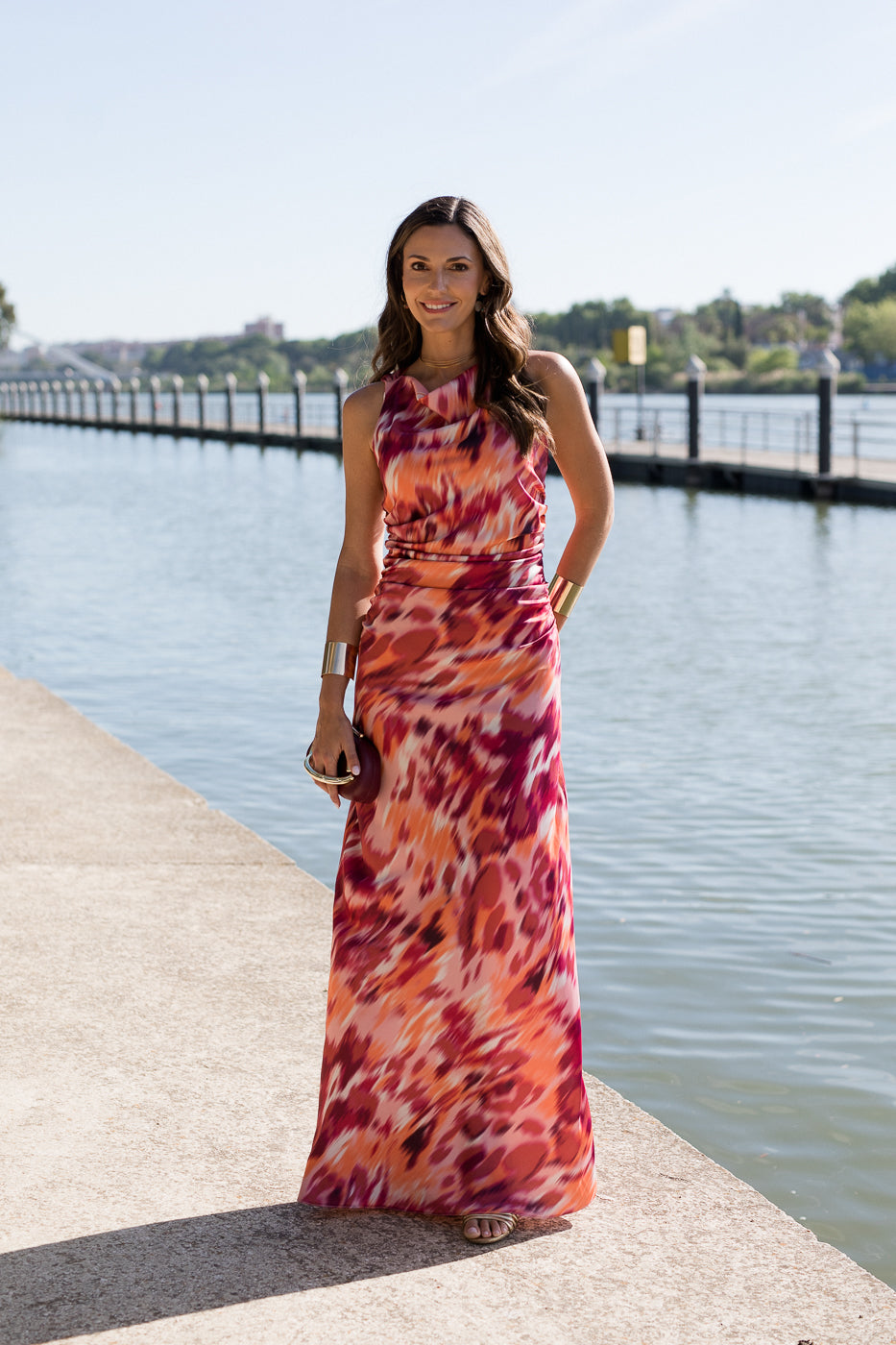 Vestido largo espalda cruzada