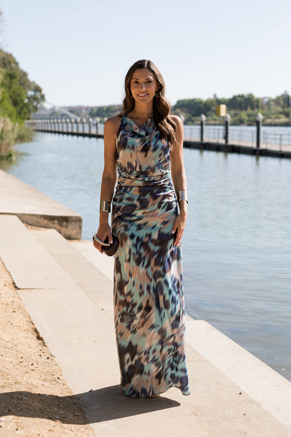 Vestido largo espalda cruzada