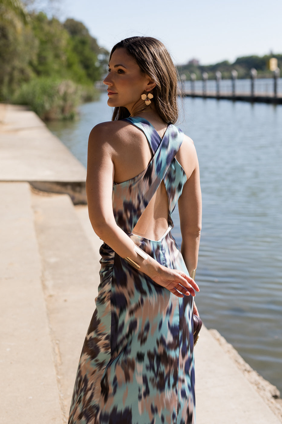 Vestido largo espalda cruzada