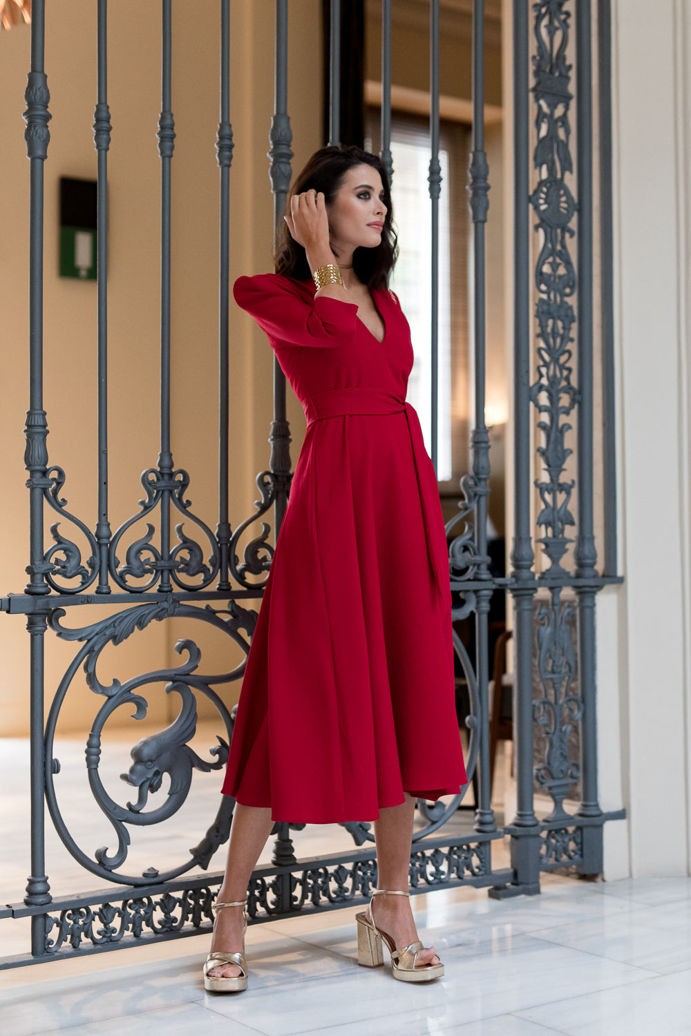 Vestido midi Larios rojo