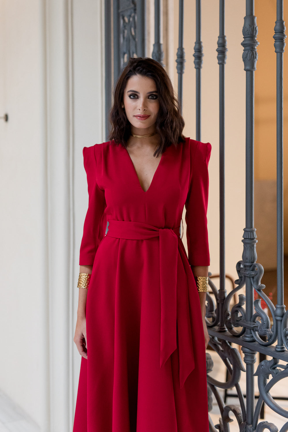 Vestido midi Larios rojo